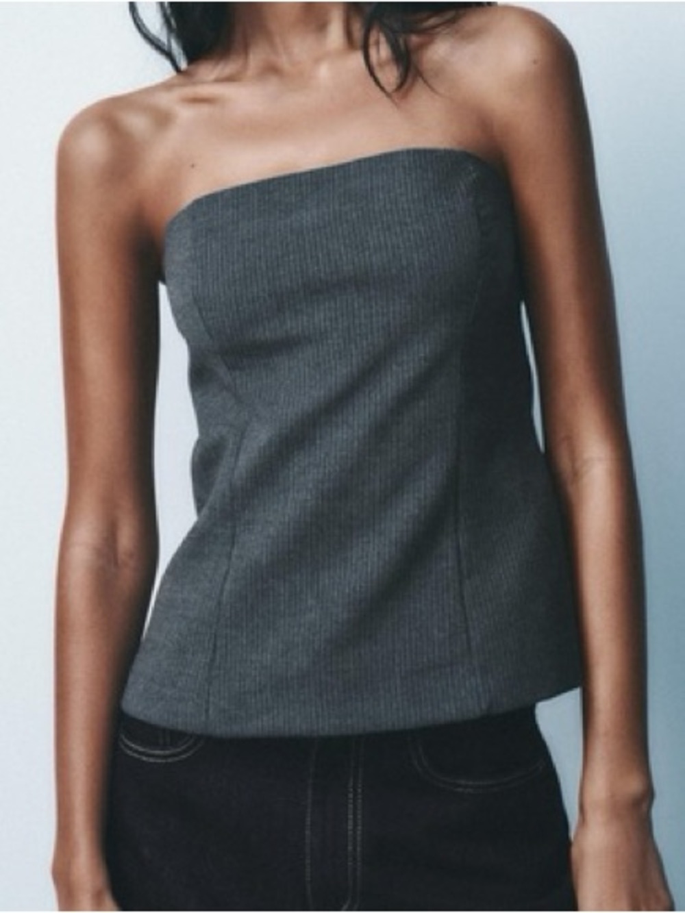Zara Strapless Pinstripe Bustier Top